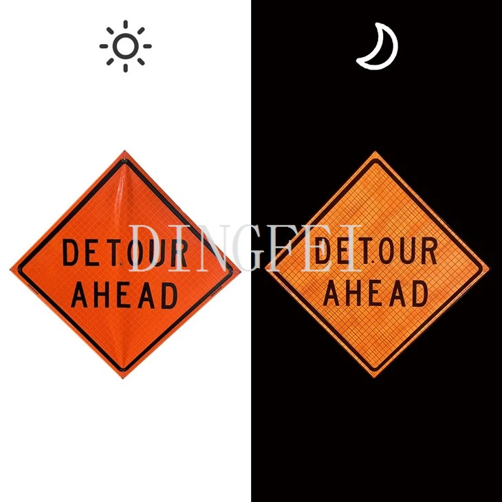 Traffic Controller Detour Ahead Roll Up Traffic Sign